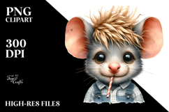 Funny Baby Mouse with Cool Looking Hair PNG Product Image 2