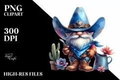 Washed Vibrant Cowboy Gnome PNG Product Image 3