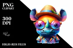 Cute Layered Rhino Sun | Sublimation Clipart Product Image 1