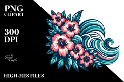 Retro Tropical Flower Clipart PNG Product Image 2