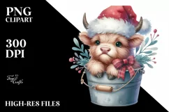 Cute Baby Cow with Santa Hat PNG Product Image 2