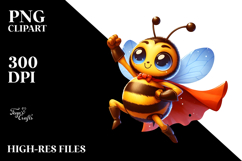Exaggerated Cartoon Bee in a Superhero Cape Product Image 2