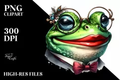 Funny Cute Frog Portrait Vintage | Sublimation Clipart Product Image 3