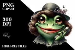 Funny Cute Frog Portrait Vintage | Sublimation Clipart Product Image 1