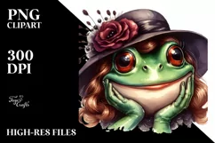 Funny Cute Frog Portrait Vintage | Sublimation Clipart Product Image 3