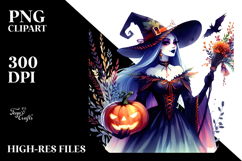 Vibrant Dressed Witch | Halloween | Watercolor Clipart Product Image 2
