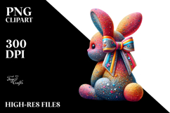 Glittery Stylized Bunny with Bow PNG Product Image 2