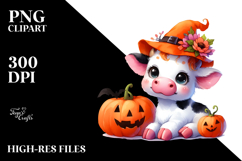 Watercolor Baby Cow for Halloween, Transparent PNG Product Image 2
