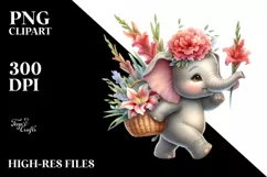 Detailed Whimsical Baby Elephant PNG Product Image 3