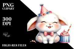 Cute Baby Bunny with Party Hat, Transparent PNG Product Image 2