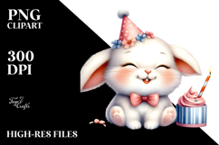 Cute Baby Bunny with Party Hat, Transparent PNG Product Image 2