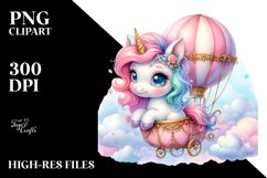 Cute Baby Unicorn Majestic Airship Clipart Product Image 3
