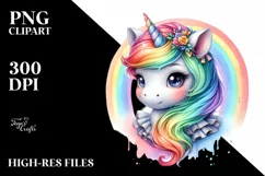 Cute Baby Unicorn from Vibrant Rainbow | Clipart Product Image 1