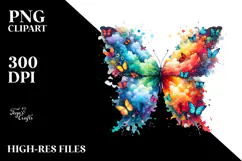 Colorful Butterfly Painting PNG Product Image 2