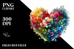 Colorful Heart with Floral PNG Product Image 2