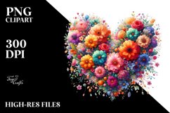 Colorful Heart with Floral PNG Product Image 2