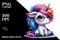 Baby Unicorn Sitting PNG Product Image 3