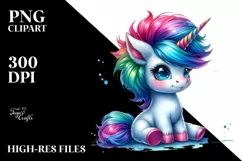 Baby Unicorn Sitting PNG Product Image 1