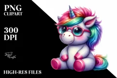 Baby Unicorn Sitting PNG Product Image 1