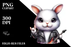 Energetic Baby Bunny with Rocker Look, PNG Product Image 2