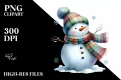 Snowman with Scarf, High-Quality PNG Product Image 2