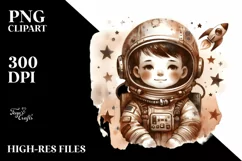 Brownish Vintage Astronaut | Sublimation Clipart Product Image 3