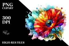 Stained Poppy, Watercolor Splash PNG Product Image 2