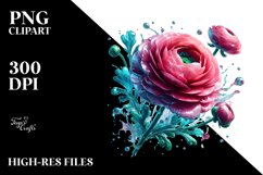 Glossy Ranunculus with Watercolor Splash Product Image 3