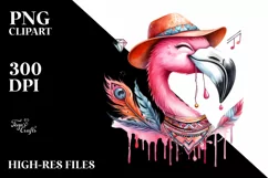 Floral Flamingo Sticker Clipart Product Image 1