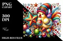 Colorful Chicken on Star PNG Product Image 2