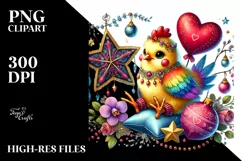 Colorful Chicken on Star PNG Product Image 2