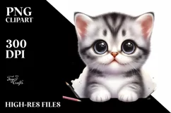 Cute Baby Cat,Watercolor PNG Product Image 1