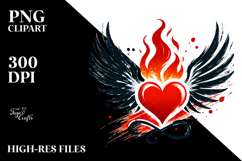 Simple Paintbrush Heart with Wings, PNG Product Image 2