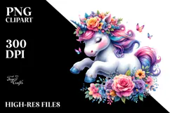 Vibrant Running Baby Unicorn PNG Product Image 2