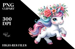 Vibrant Running Baby Unicorn PNG Product Image 2
