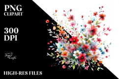 Colorful Abstract Watercolor with Small Red Flowers Product Image 2