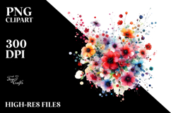 Colorful Abstract Watercolor with Small Red Flowers Product Image 2