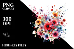 Colorful Abstract Watercolor with Small Red Flowers Product Image 2