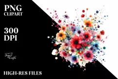Colorful Abstract Watercolor with Small Red Flowers Product Image 3