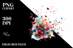 Colorful Abstract Watercolor with Small Red Flowers Product Image 3