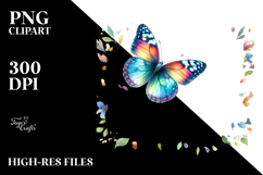 Colorful Flowers and Butterflies Painting, Watercolor PNG Product Image 2