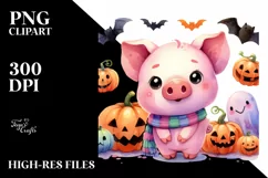 Cute Baby Pig in Vibrant Watercolor Product Image 1