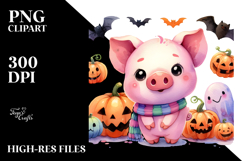 Cute Baby Pig in Vibrant Watercolor Product Image 2