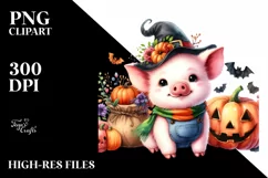 Cute Baby Pig in Vibrant Watercolor Product Image 1