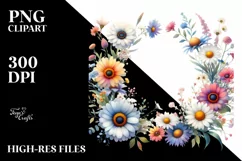Colorful Daisy Floral Frame, Transparent PNG Product Image 3
