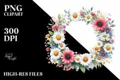Colorful Daisy Floral Frame, Transparent PNG Product Image 3