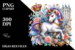 Colorful Baby Unicorn at Elizabethan Court, PNG Product Image 2