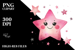 Watercolor Pinkish Star PNG Product Image 2