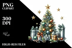 Retro Christmas Tree Gifts PNG Product Image 3