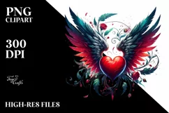 Digital Painting Heart with Wings PNG Product Image 2